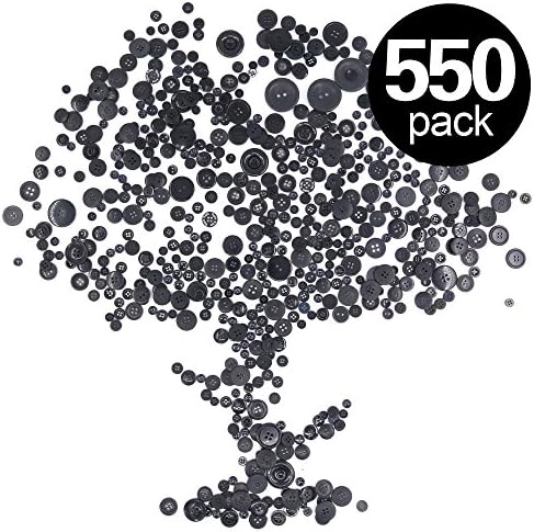 Findfly 550Pcs Black Resin Buttons Favorite Findings Basic Buttons 2 and 4 Holes Craft Buttons for Arts, DIY Crafts, Decoration, Sewing. Sizes Range from 0.28 to 1.18 inch