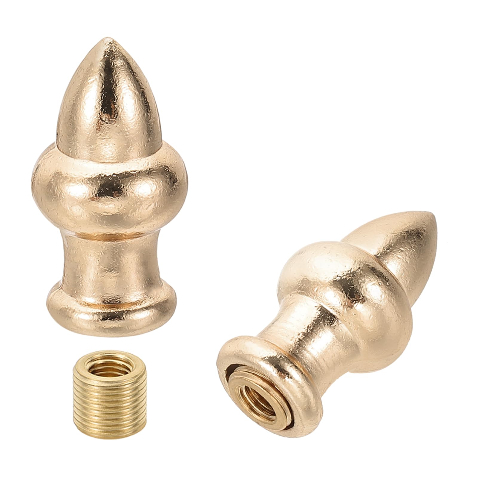 PATIKIL 36 x 20mm Lamp Finials Caps Knob, 2 Set Solid Lamp Shade Top Decoration Screw Cap Nuts with Brass Reducing Adapter for Table Lamps Floor Lamps, Rose Gold Tone
