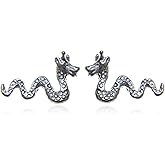 Alexander Castle 925 Sterling Silver Scottish Loch Ness Monster Earrings - 13mm x 8mm Stud Earrings with Jewelry Gift Box - Scottish Gifts for Women