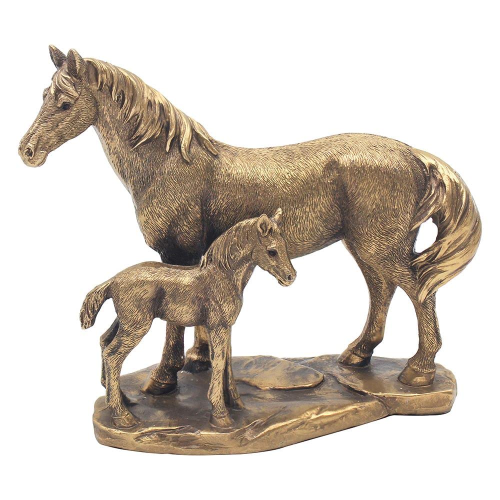 The Leonardo Collection LP48781 Reflections Bronzed Mare and Foal Horses Ornament, Boxed
