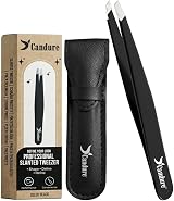 Candure Slanted Tweezers Stainless Steel with Leather Pouch