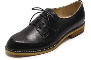 Mona flying Women's Leather Perforated Lace-up Oxfords Brogue Wingtip Derby Shoes for Ladies Women