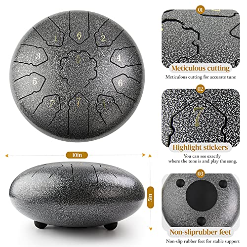 Steel Tongue Drum 11 Notes 10 Inches meditation drum，steel drum