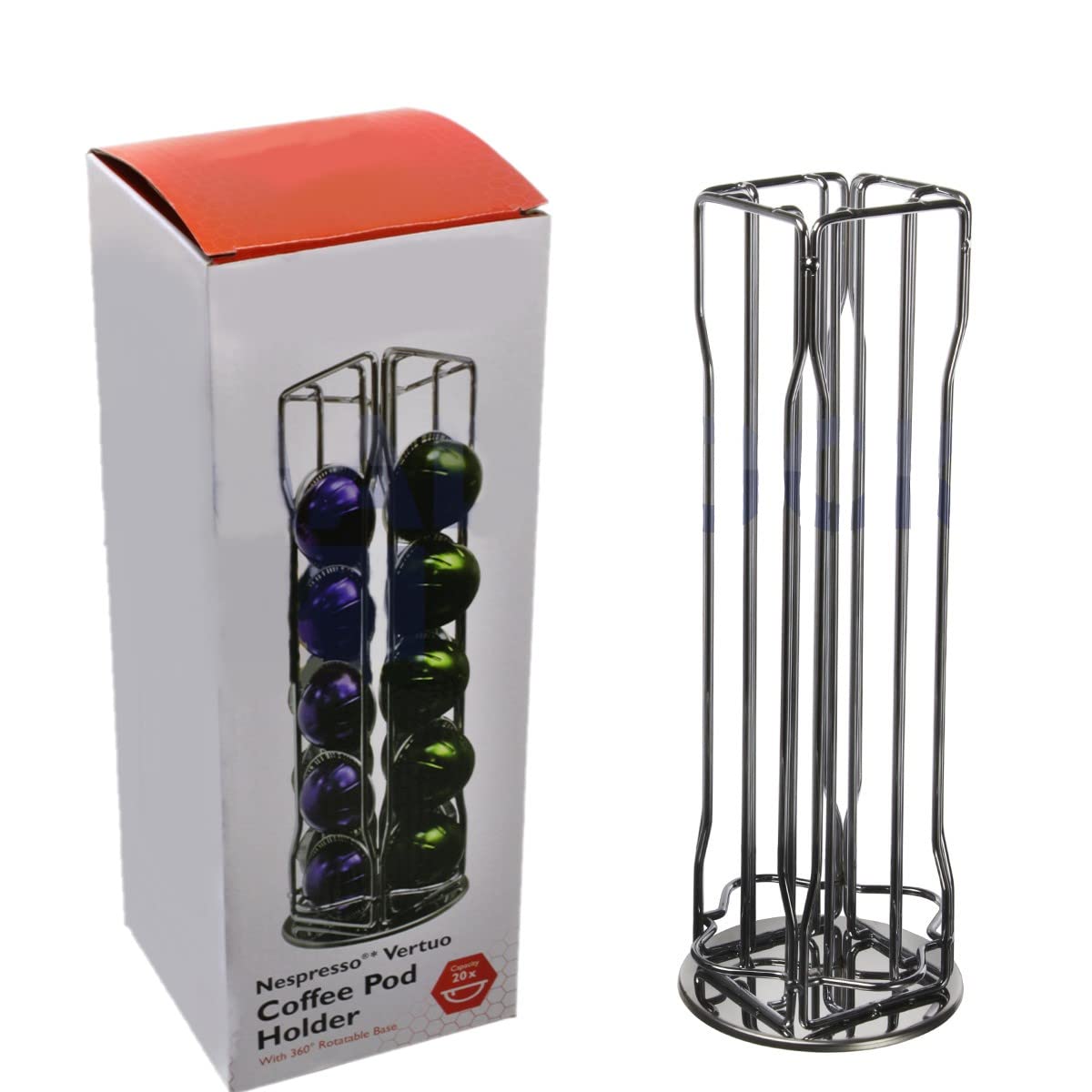 FIND A SPARE Rotatable Base Coffee Capsule Holder Stand for Nespresso Vertuo Pods 20Pcs Pod Capacity