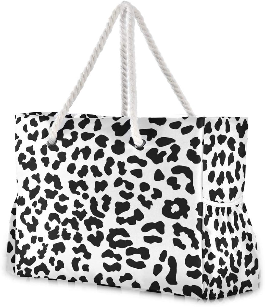 Large Beach Bags Totes Canvas Tote Shoulder Bag Leopard Print Water