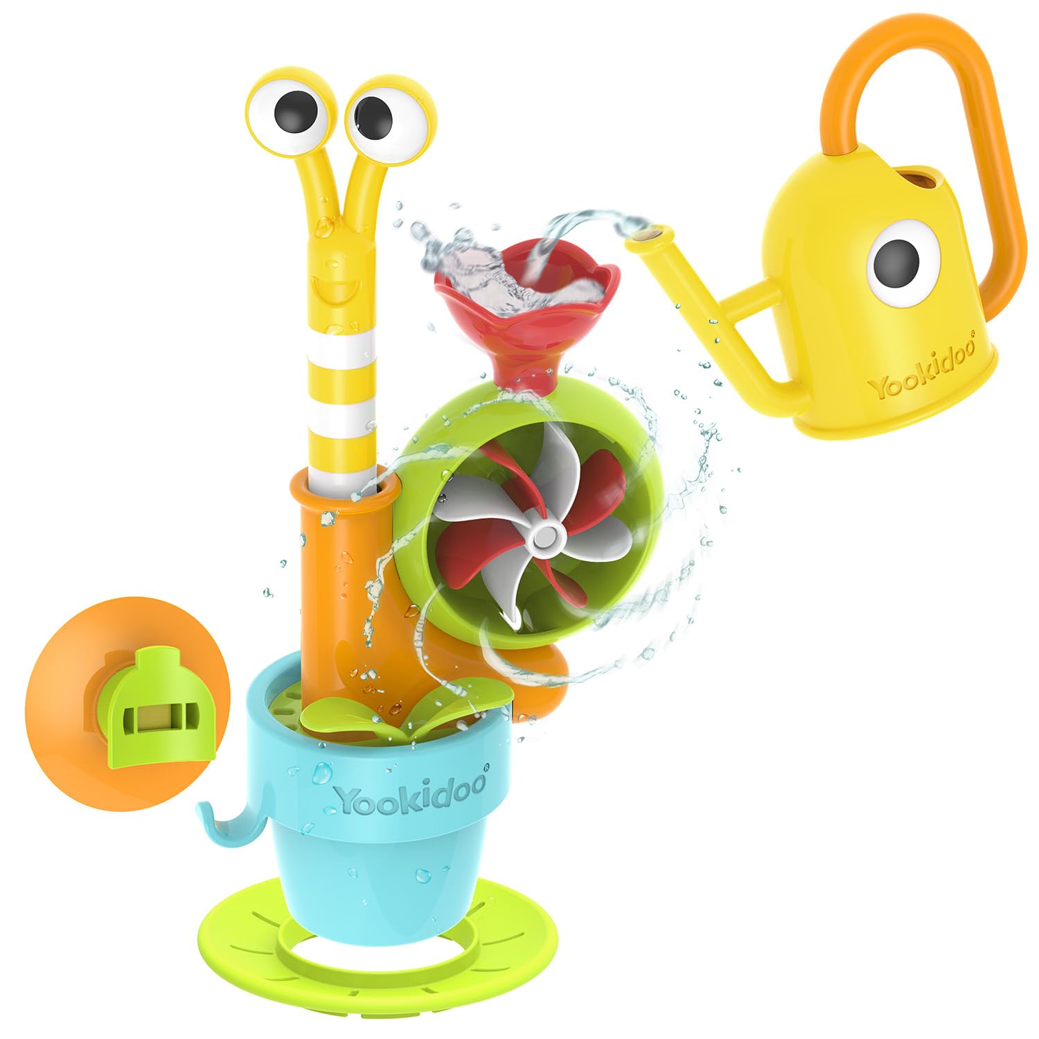 Yookidoo Toddler Baby Bath Toy (Ages 1-3) Pop-up Snail Sprinkler - Garden Adventure Set with Watering Can (Mold Free) Attach to Any Tub, Shower Fun for Bath time - Great for Boys , Girls , & Kids — image 1