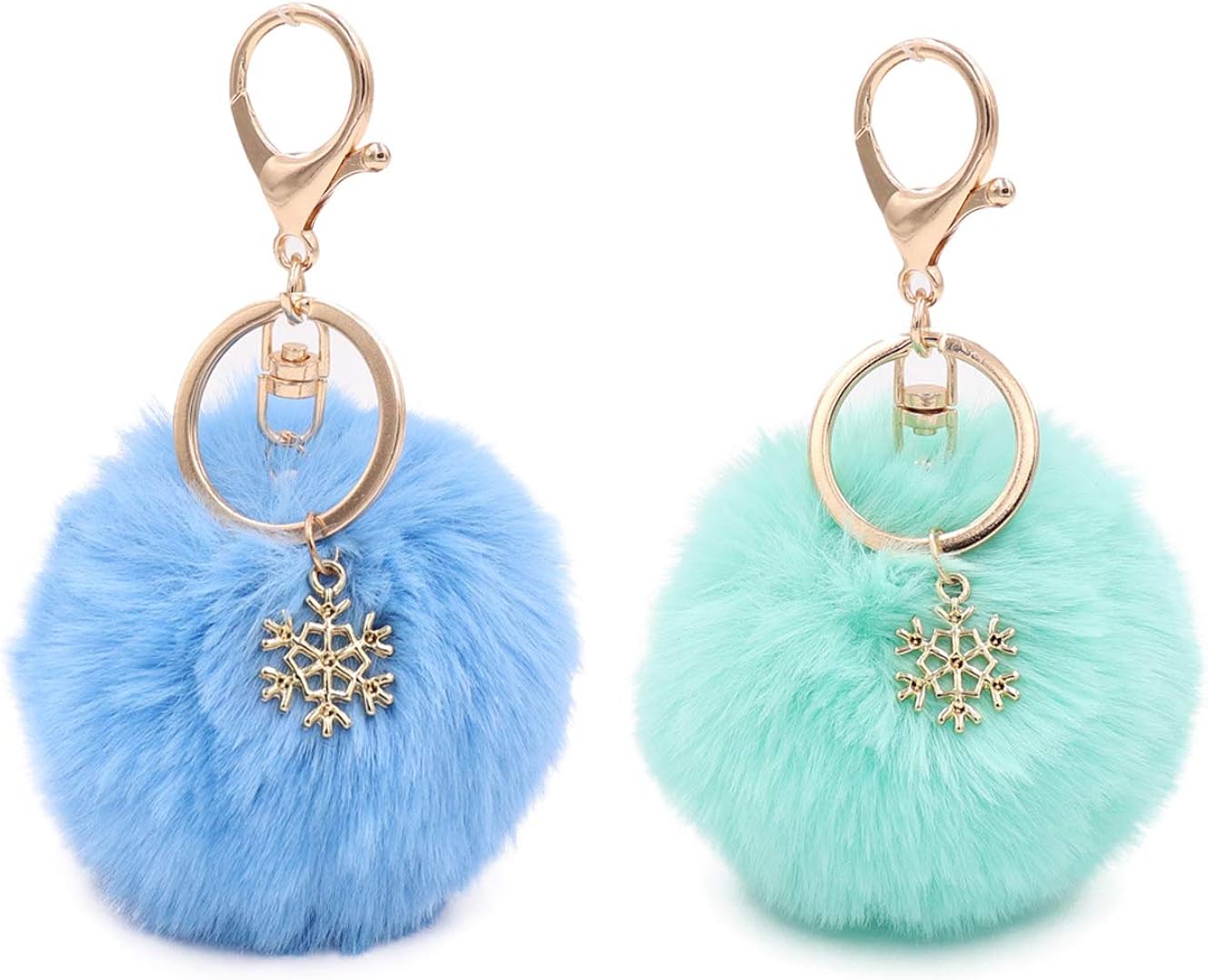 2 Packs Pom Poms Keychains Fluffy Pompoms Keychain Artificial Fur