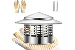 TyBasY 3/4/6/8 Inch Chimney Cap, Round Roof Rain Chimney Cover, 304 Stainless Steel Cone Top Chimney Cap with Screen, Chimney Cover for Vents, Rain Cap (3 inch)