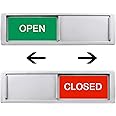 Open Closed Sign, Open Signs Privacy Slide Door Sign Indicator for Business Storefront, Restroom, Office Door, Wall, Window, Restaurants, Retail Salon Shops (Black)