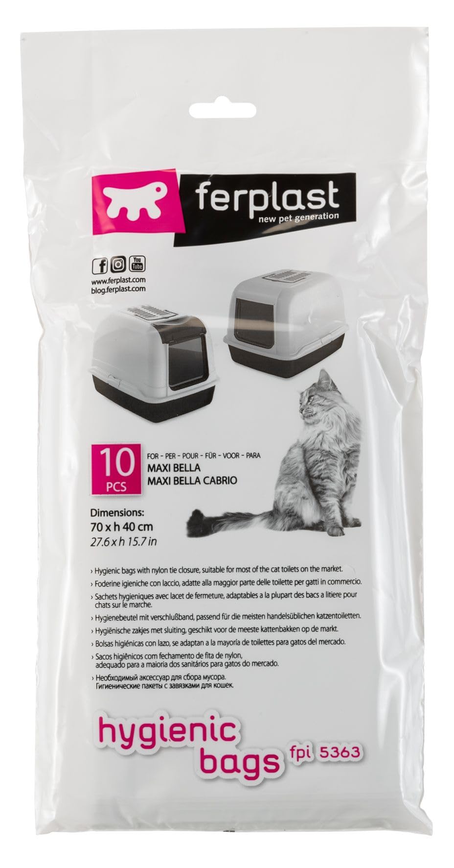 Ferplast Fpi 5363 Hygienic Bags for Maxi BELLA- Hooded Litter Tray – Pack of 4
