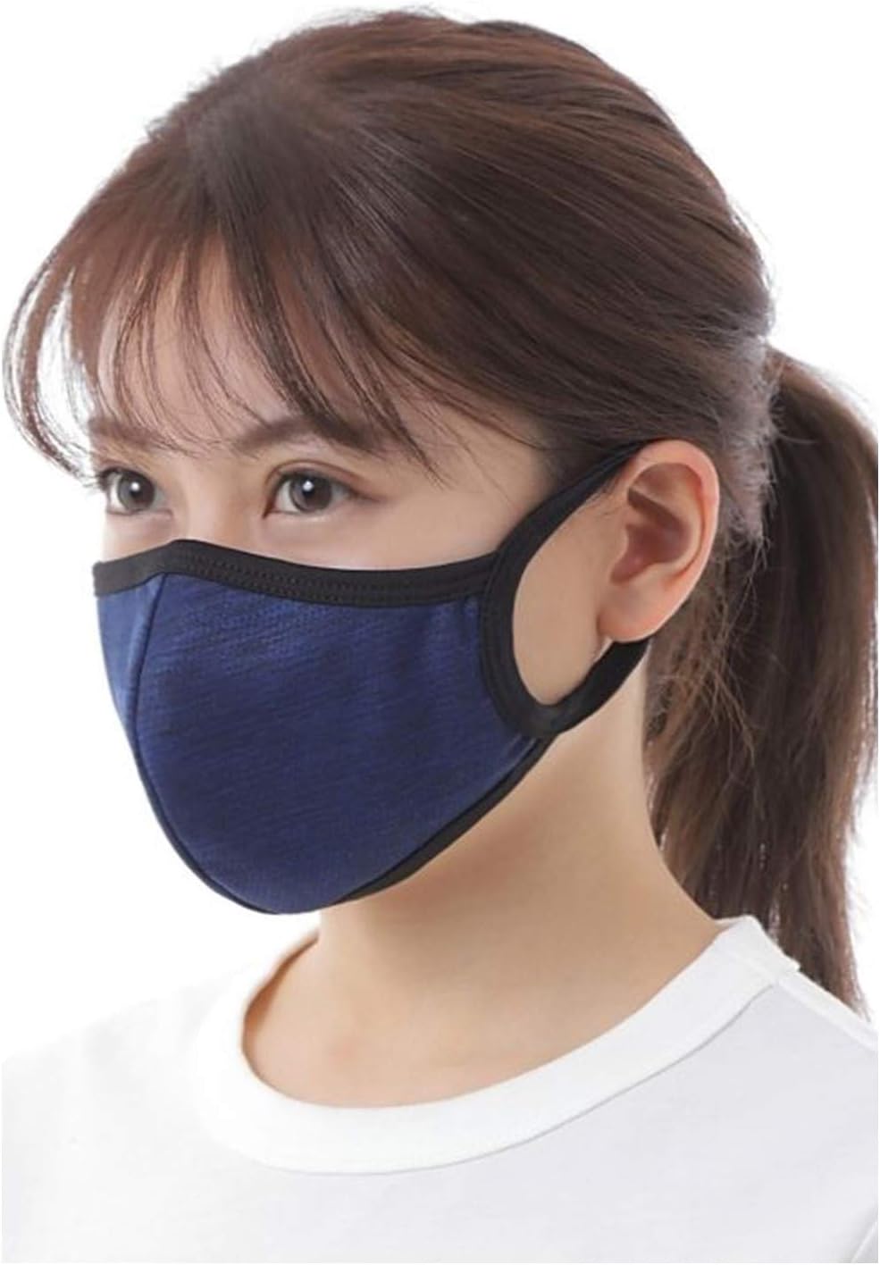 AthleX スポーツマスク 【水着メーカーが開発した 冷感マスク】夏用 ひんやり 快適 接触冷感 通気 メッシュ マスク ランニング ジム 繰り返し 使える 洗える 苦しくない 男女兼用(ネイビー/1枚/深藍口)