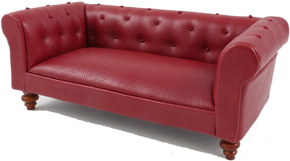 Dolls House Red Leather Chesterfield 