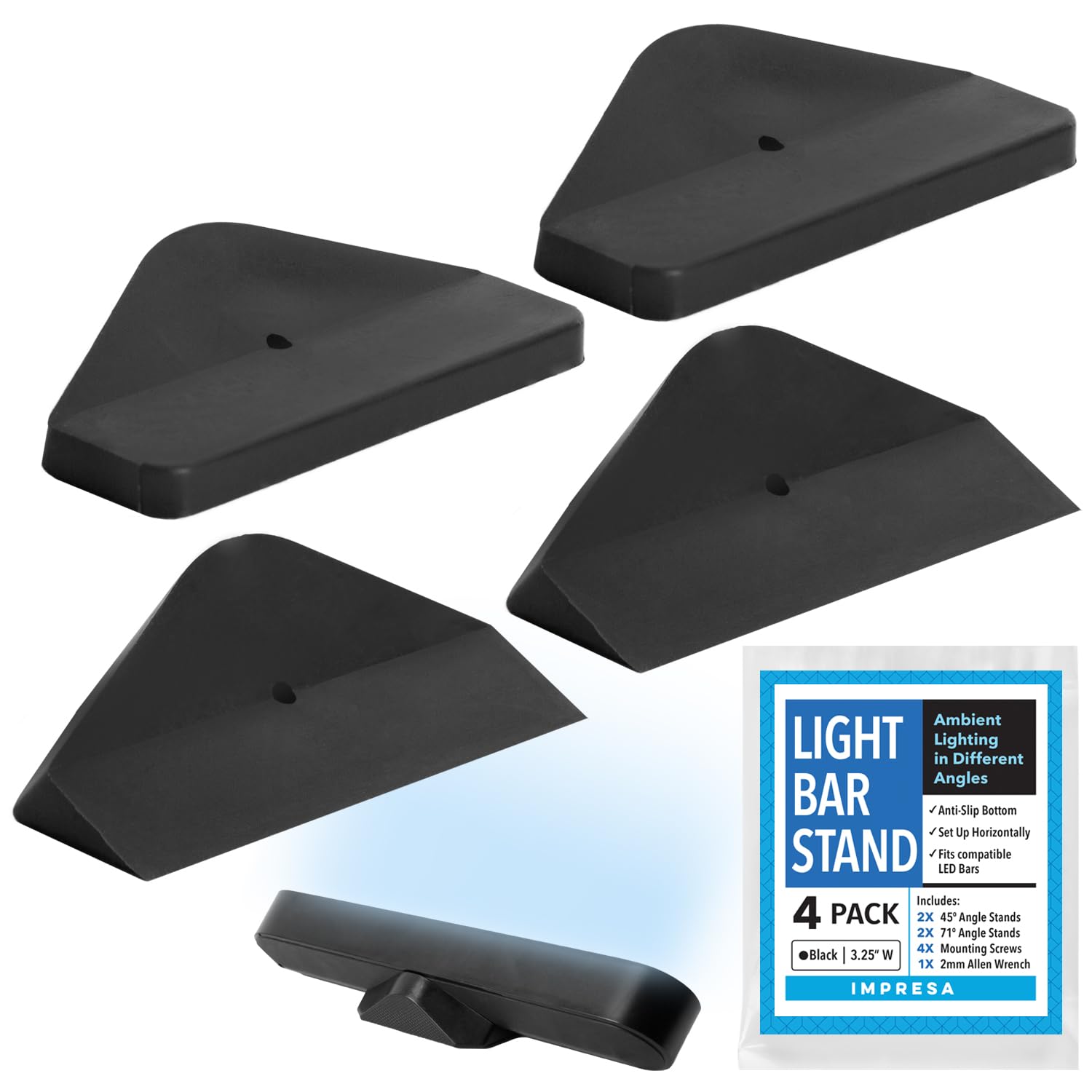 Photo 1 of IMPRESA 4 Pack Ambient Lighting – Angled No-Slip Feet & Mood Stand for Philips Hue Light Bar (Play Compatible)
