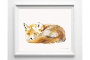 Triple Studio Fox Art Print, Boho Baby Decor for Nursery, Woodland Animals, Minimalist Newborn Baby Room, Earth Tone Monochro