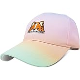 Phaiy Adjustable Baseball Cap with Button,Cute Corgi Dog Pattern Embroidery Dad Hat for Women Kids Boys Girls,Unisex Sun Protective Rainbow Outdoor Sports Cap