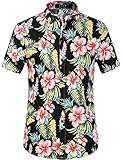 SSLR Men's Flower Casual Button Down Short Sleeve Shirt
