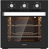 ThermoMate 24" Built-in Electric Wall Oven, ETL Certified, 2.8 Cu. Ft. Electric Wall Oven with 5 Cooking Functions, Black, Anti-Mistouch Knob, Removable 3-Layer Glass Door, 2200W