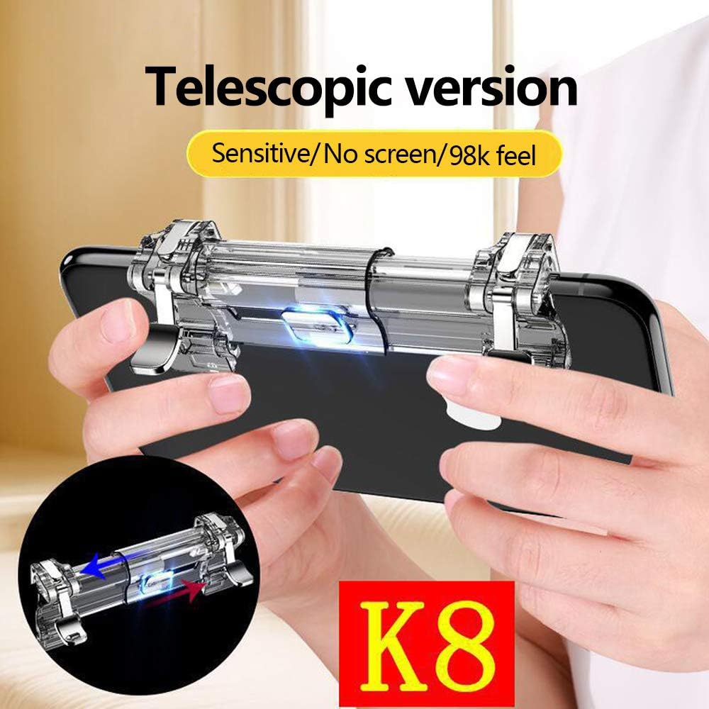 PUBG Mobile Game Controller Trigger Gamepad Mobile Phone Controllers Trigger Sensitive Shoot And Aim Button for PUBG/Knives Out/Rules of Survival for Android & IOS,K8 four fingers