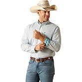 ARIAT White with Blue and Print Kolton Classic Fit Wrinkle Free Collared Men's Button Down Longsleeve Shirt 10051239