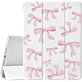 JOYLAND White Pad Case for iPad 7th/8th/9th Generation (2019/2020/2021) 10.2",with Pencil Holder-Auto Wake/Sleep,Cute Bow Anti-Scratch Shockproof Premium Folio Stand Case