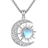 LOOVE Pentagram Necklace Sterling Silver Triple Moon Goddess/Celtic Knot Witches Knot/Ankh/Sun and Moon/Hecate/Lilith/Santa Muerte/Tetragrammaton Pendant Necklace Pagan Wiccan Magic Egyptian Amulet Jewelry for Women Men