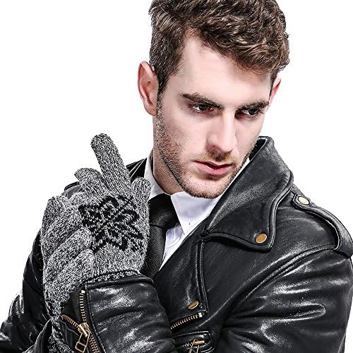 Men Winter Snowflake Glove Adult Warm Christmas Outdoor Knit Driving Wool Glove