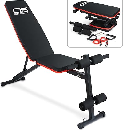 OZE SPORTS Adjustable Weight Bench 7 Position Incline Decline Foldable Home Gym