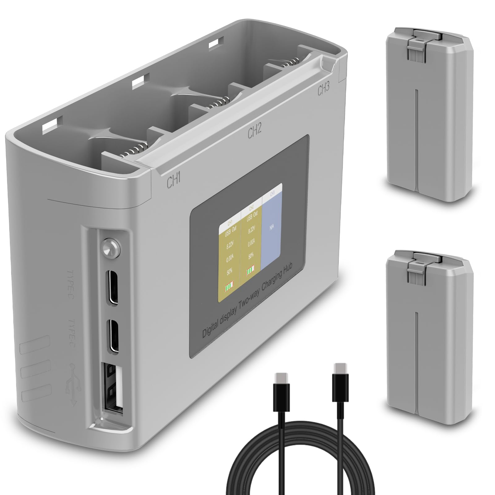 Mini 4K/2/SE Battery 2 Pack with Charging Hub, 2400mAh 31Mins Max Flight Time Intelligent Battery for DJI Mini 2 SE/4K Drone, LCD Display Two-Way Charging Hub