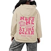 Lubpow Cute Pink Hoodies for Kids Girls Aesthetic Preppy Sweatshirts Trendy Puff Hoodie Girl's Flower Graphic Casual Pullover
