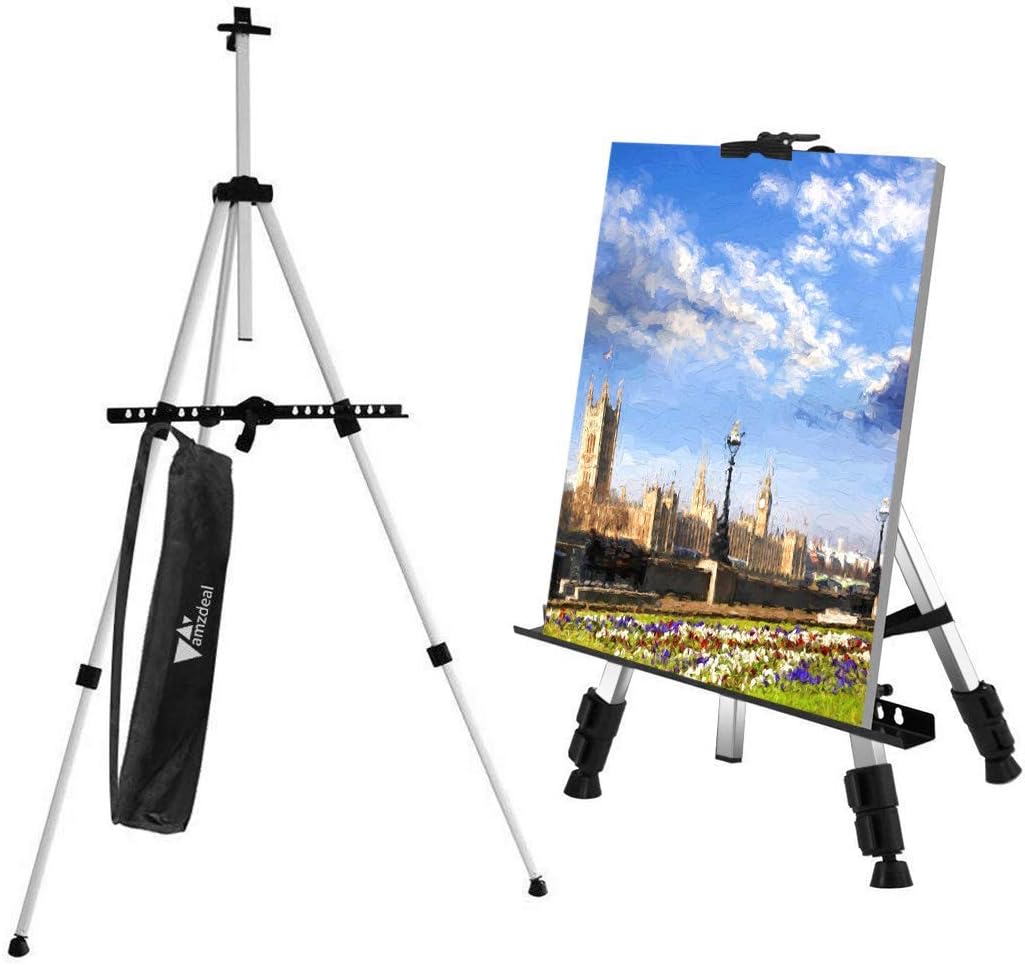 amzdeal Art Easel Stand 23.6"- 66" Adjustable Artist Easel Stand Extra Thick Aluminum Metal Tripod Display Picture/Post/ a2 a3 a4 Canvas Easel Floor/Table-Top Drawing and Displaying : Office Products