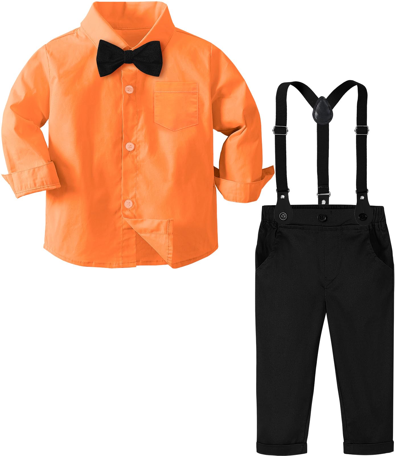 Photo 1 of (missing suspenders) A&J DESIGN Toddler Formal Outfit Boy Easter Baby Gentleman Suspender Dress Halloween Suit Orange 12 months 