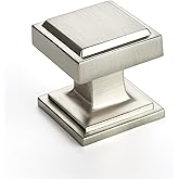 Ravinte Brushed Nickel Square Kitchen Cabinet Knobs,Single Hole,30 Pack | 1" Diameter, Zinc Alloy Solid Pull Feel, Big Base, Screws Included, Cabinet Hardware for Dresser Drawer Pulls and Knobs