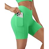 EAONLFP Women's Workout Shorts Crossover Scrunch Butt Lifting High Waisted Gym Shorts Running Yoga Booty Shorts with Pockets