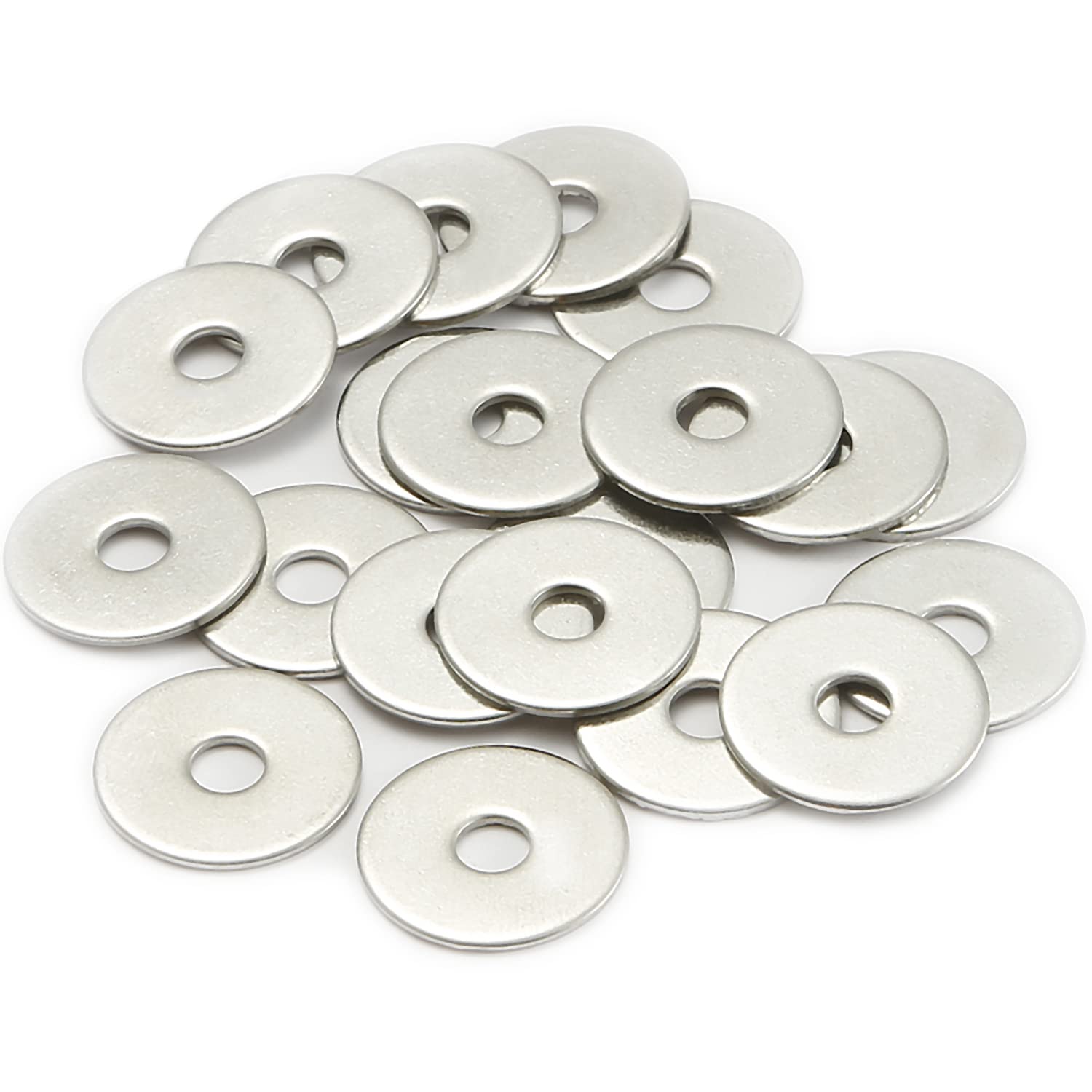 AMLOOPH M6 Washers, M6 x 30mm Metal Flat Penny Washer Thickness 1.5mm- A2 304 Stainless Steel Washers (20 Pack), Large OD Plain Wide Metal Round Flat Spacer Repair Washer for Screws Bolts