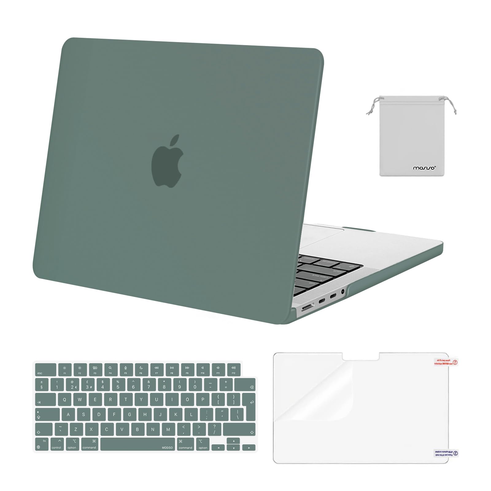 MOSISO Compatible with MacBook Pro 14 inch Case 2026-2021 M5 M4 M3 M2 M1 A3434 A3112 A3185 A3401 A2918 A2992 A2779 A2442, Hard Shell Cover &Keyboard Skin &Screen Protector &Pouch, Emerald Green