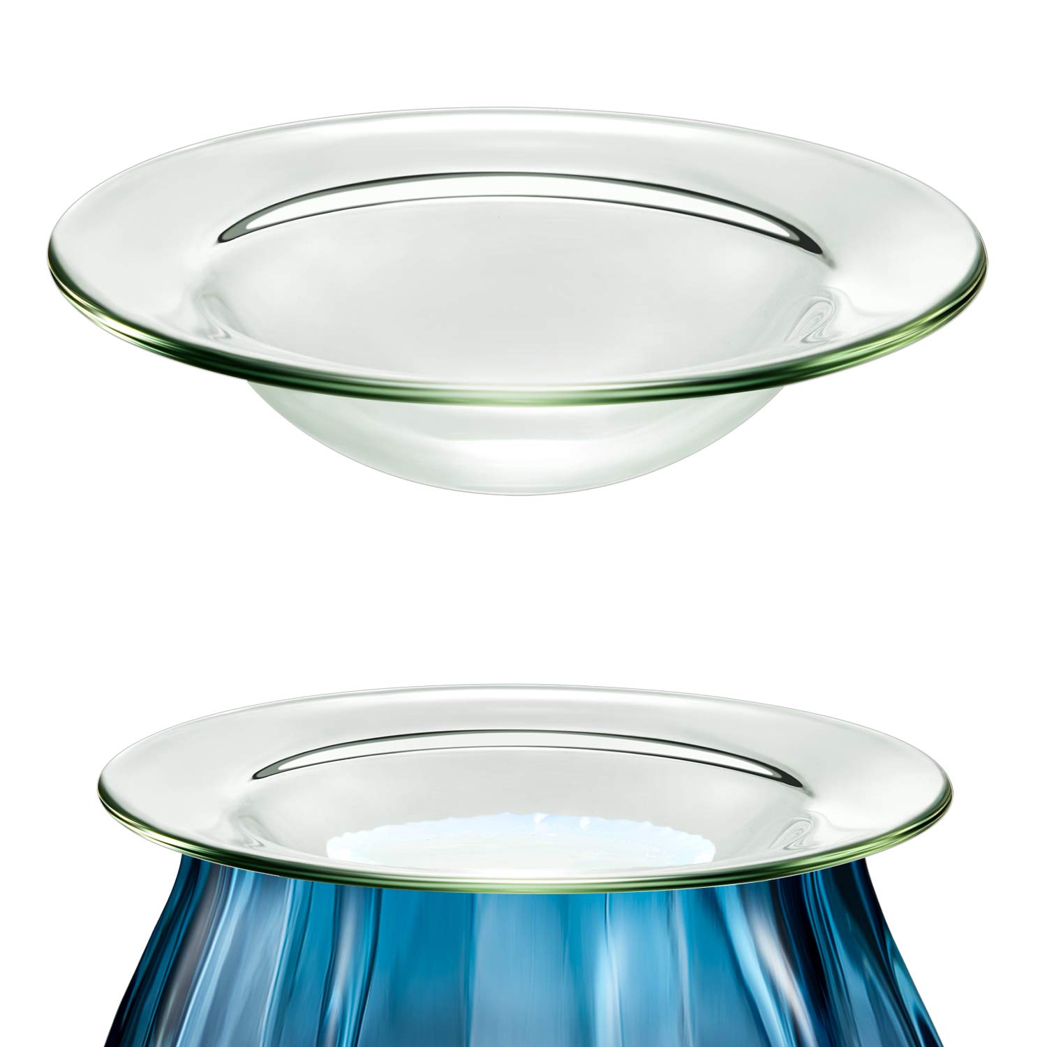 Replacement Oil Warmer Dish Round Glass Dish Wax Melt Candle Warmer Bowl Plate Lid Tray for Aroma Therapy Lamp Electric Lamps Oil and Tart Warmers (2 Pieces,4 Inches)