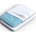 Imaginarium 2 Pk Cooling Bed Pillows for Sleeping, 2 Memory Foam Cooling Pillows for Back, Stomach Sleeper, Gel Side Sleeper Pillow, Cold Pillows That Stay Cold, Removable Zipper Cove - White/Blue