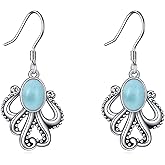 JERWLI Jellyfish/Starfish/Mermaid/Turtle/Octopus/Shark Earrings 925 Sterling Sliver Larimar Ocaen Jewelry Gifts for Women