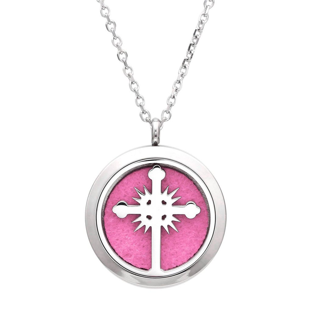 Zysta Stainless Steel Aromatherapy Perfume Essential Oil Fragrance Diffuser Necklace Locket Pendant with 6 Washable Pads, 24 inches