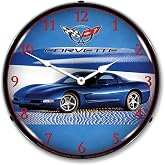 C5 Corvette in Blue LED Lighted Wall Clock