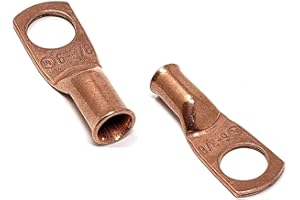 WINDYNATION 10 pcs WNI 6 Gauge x 3/8 Pure Copper Battery Welding Cable Lug Connector Ring Terminals