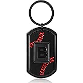 Miss Chipmunk Easter Basket Stuffers- Baseball Initial Keychain Gifts for Men Players Team Fan Dog Tag Keychains for Men