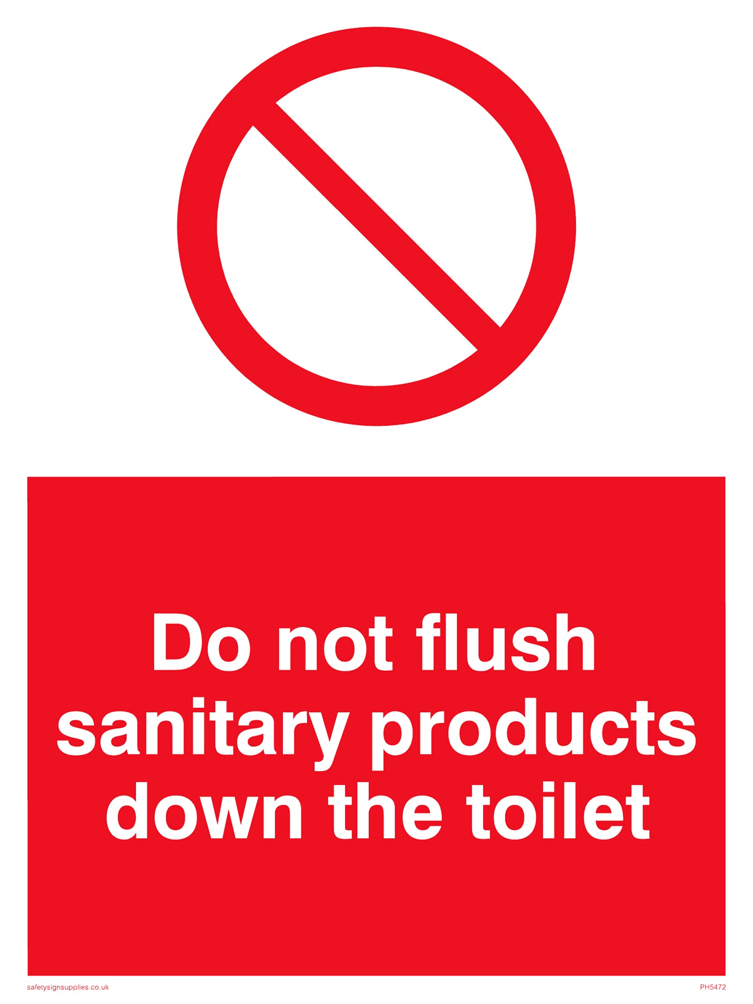 Pack of five - Do Not Flush Sanitary Products Sign - 150x200mm - A5P