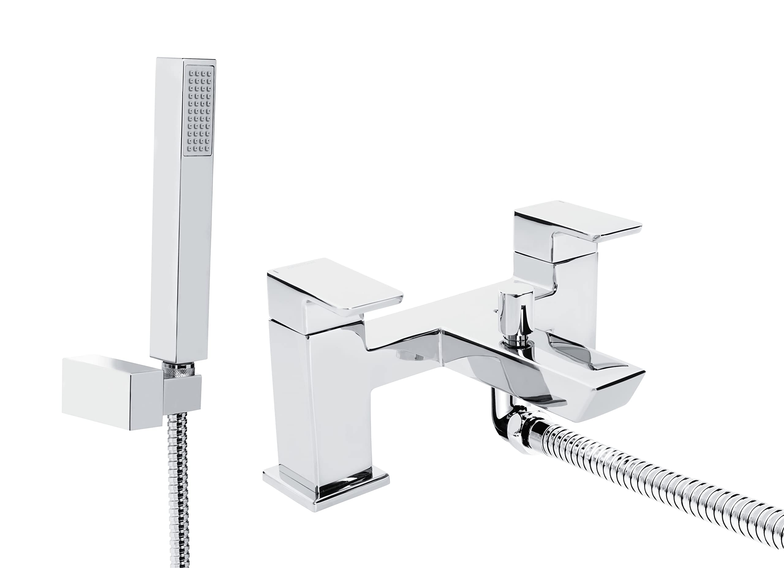 Bristan Cobalt Bath Shower Mixer with Wall-Mounted Single Function Handset, Shower and Bath Taps, Chrome - COB BSM C