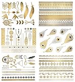 Terra Tattoos Temporary Metallic Tattoos - 75 Boho Gold Tattoos