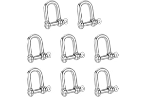 PATIKIL Screw Pin Shackle M5 3/16" 220lbs, 8 Pack 304 Stainless Steel D Ring Shackle for Chains Wire Rope Outdoor, Silver