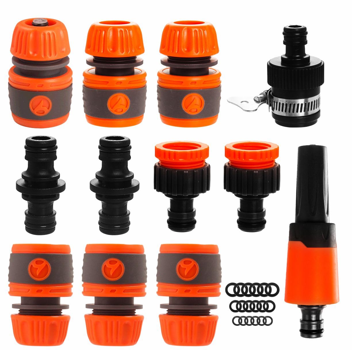 ZSYIULIA Garden Hose Connectors and Fittings Set,5 End Quick Connector,2 Hose Tap Connector 1/2 Inch and3/4 Inch Size 2-in-1,2 Double Male Hose Connector,1Hose Waterstop Connector,1 Nozzle etc