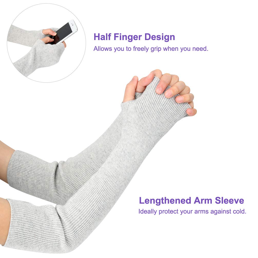 Vbiger Damen gestrickte Armstulpen Feinstrick lang Pulswärmer Warm weiche Handschuhe Handwärmer, 2 Paar