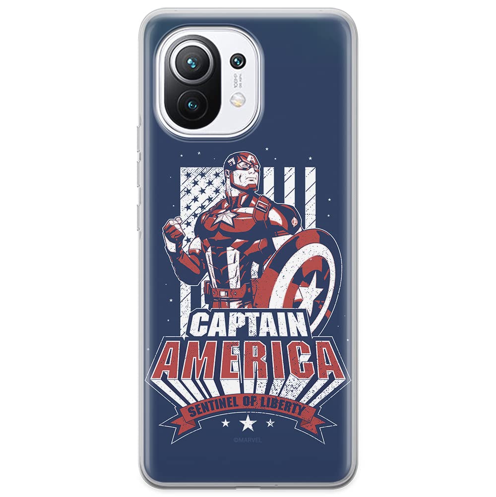 ERT GROUP mobile phone case for Xiaomi 11 original and officially Licensed Marvel pattern Captain America 018 optimally adapted to the shape of the mobile phone, case made of TPU — image 1