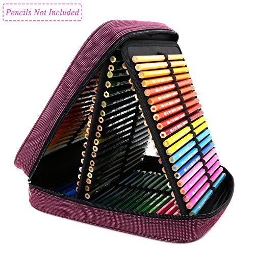 UPC 712809125777, YOUSHARES® 120 Slots Pencil Case - Standable Dense Oxford Handy Multi-Layer Large Zipper Pen Bag for Prismacolor Colored Pencils, Watercolor Pens, Gel Pen, Color Pen, Cosmetic Brush and More (Magenta)